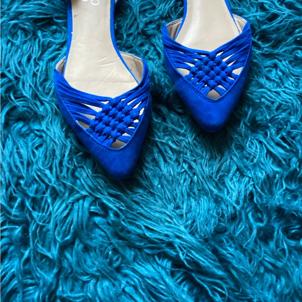 Franco Sarto Royal Blue Woven Suede Flats - Picture 6 of 7
